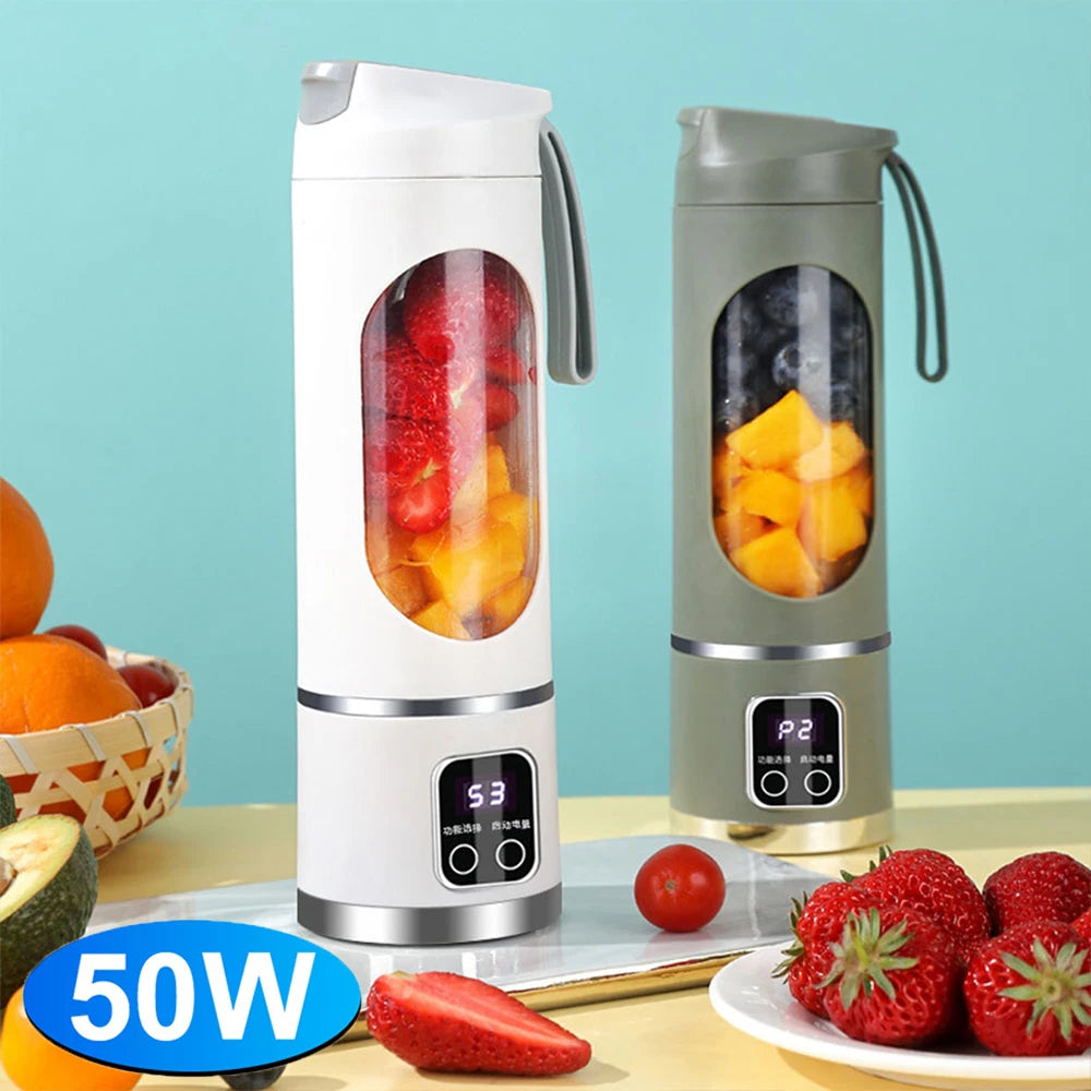 Portable Blender 450ml Electric Juicer Fruit Mixers 1500mAh USB Rechargeable Smoothie Mini Electric Juicer with 12 Blades