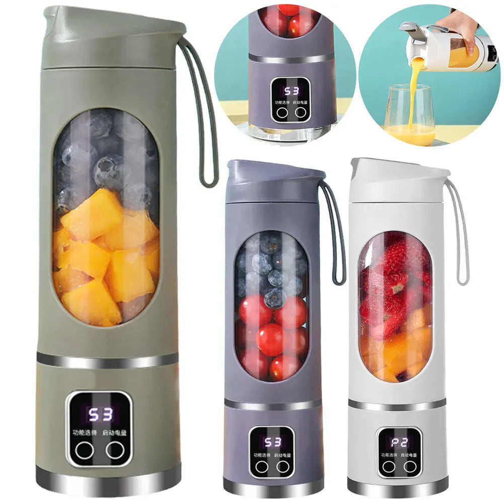 Portable Blender 450ml Electric Juicer Fruit Mixers 1500mAh USB Rechargeable Smoothie Mini Electric Juicer with 12 Blades
