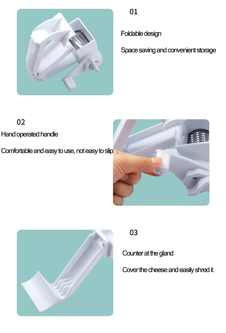 Three in One Set Hand Rotating Cheese Planer Creative Kitchen Tool Cheese Cheese Grater Multifunctional Cheese Grater